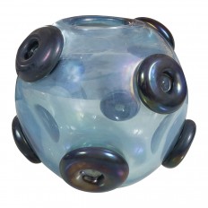Round aquamarine Murano glass vase